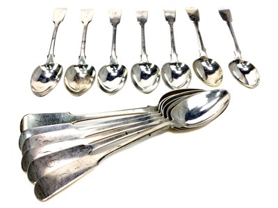 Lot 511 - A LOT OF THIRTEEN SCOTTISH PROVINCIAL SILVER DESSERT SPOONS