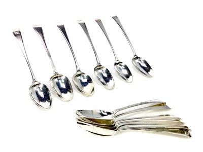Lot 521 - A COMPOSITE SET OF THIRTEEN SILVER DESSERT SPOONS