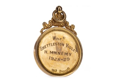 Lot 1730 - HARRY MCMENEMY - HIS SCOTTISH JUVENILE INTERMEDIATE FOOTBALL ASSOCIATION GOLD MEDAL 1929
