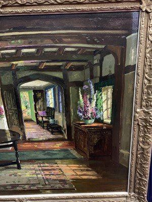 Lot 180 - COTTAGE INTERIOR, AN OIL BY HERBERT DAVIS RICHTER