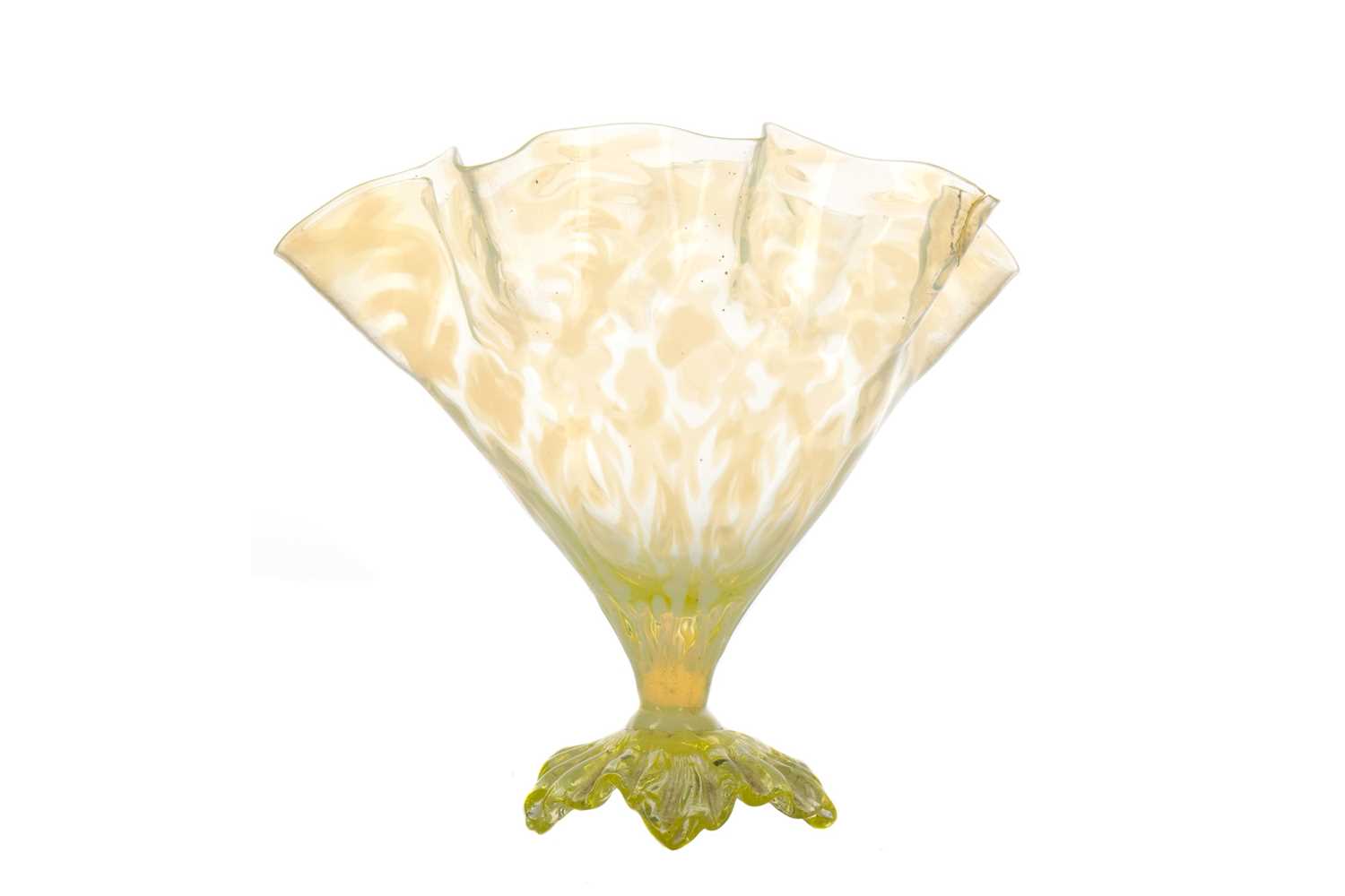 Lot 1023 - A JOHN WALSH WALSH URANIUM GLASS 'FAN' VASE