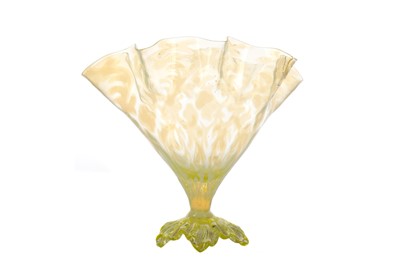 Lot 1023 - A JOHN WALSH WALSH URANIUM GLASS 'FAN' VASE