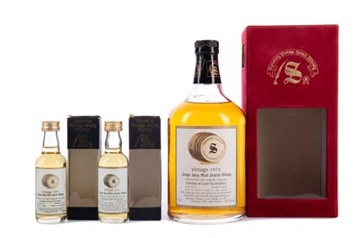 Lot 36 - CAOL ILA 1974 SIGNATORY VINTAGE AGED 23 YEARS AND TWO MINIATURE CAOL ILA SIGNATORY VINTAGES