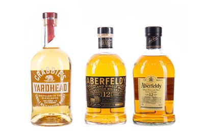 Lot 143 - TWO BOTTLES OF ABERFELDY AGED 12 YEARS OLD, AND ONE CRABBIE'S YARDHEAD