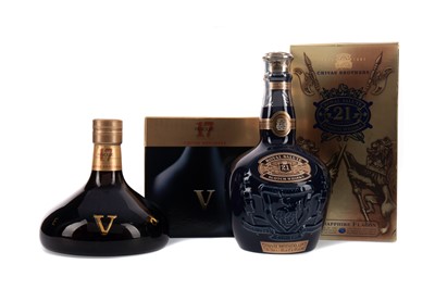Lot 218 - CHIVAS REGAL ROYAL SALUTE AGED 21 YEARS SAPPHIRE DECANTER, AND CHIVAS REVOLVE AGED 17 YEARS