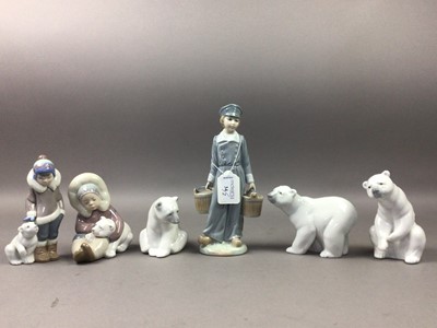 Lot 34 - A LLADRO FIGURE GROUP OF TWO ESKIMO CHLDREN ON A POLAR BEAR