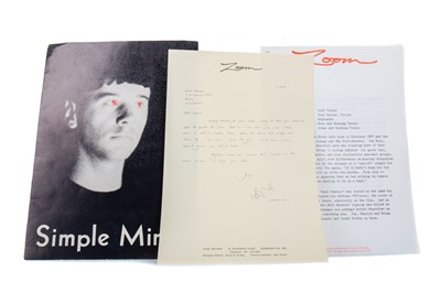 Lot 1050 - SIMPLE MINDS - A RARE PRESS PACK INCLUDING SIGNED POSTER