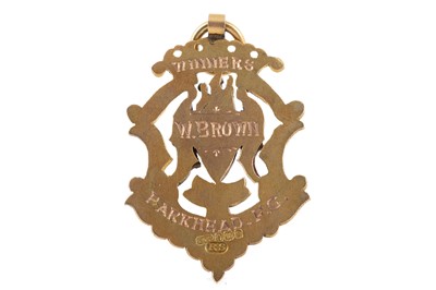 Lot 1563 - WILLIE BROWN OF PARKHEAD F.C., HIS N.E.J.F.A. GOLD MEDAL