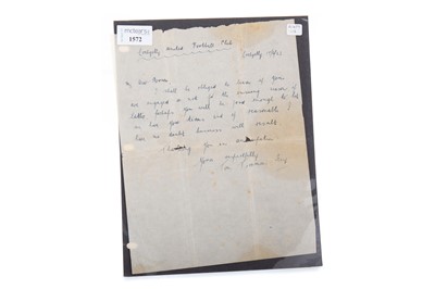 Lot 1572 - WILLIE BROWN OF LOCHGELLY F.C., TWO LETTERS