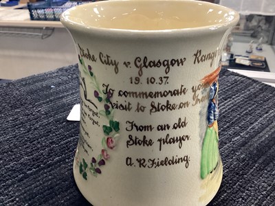Lot 1725 - STOKE CITY F.C. VS. RANGERS F.C., HISTORICALLY IMPORTANT HOLDITCH COLLIERY DISASTER TANKARD