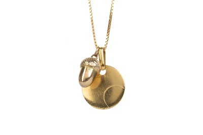 Lot 414 - TWO GOLD PENDANTS AND A CHAIN