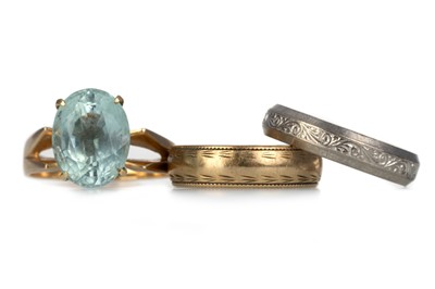 Lot 416 - TWO GOLD WEDDING BANDS AND A DRESS RING