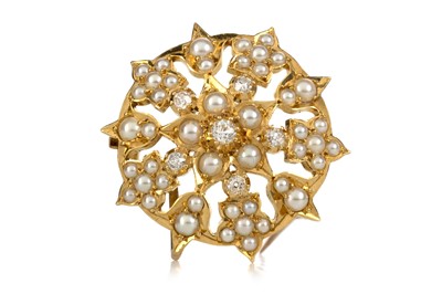Lot 438 - SEED PEARL AND DIAMOND BROOCH