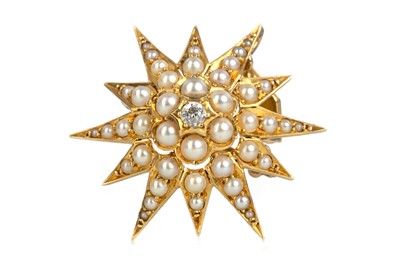 Lot 442 - SEED PEARL AND DIAMOND BROOCH PENDANT
