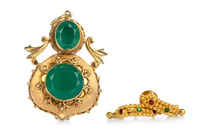 Lot 461 - GEM SET PENDANT ALONG WITH A PAIR OF EARRINGS