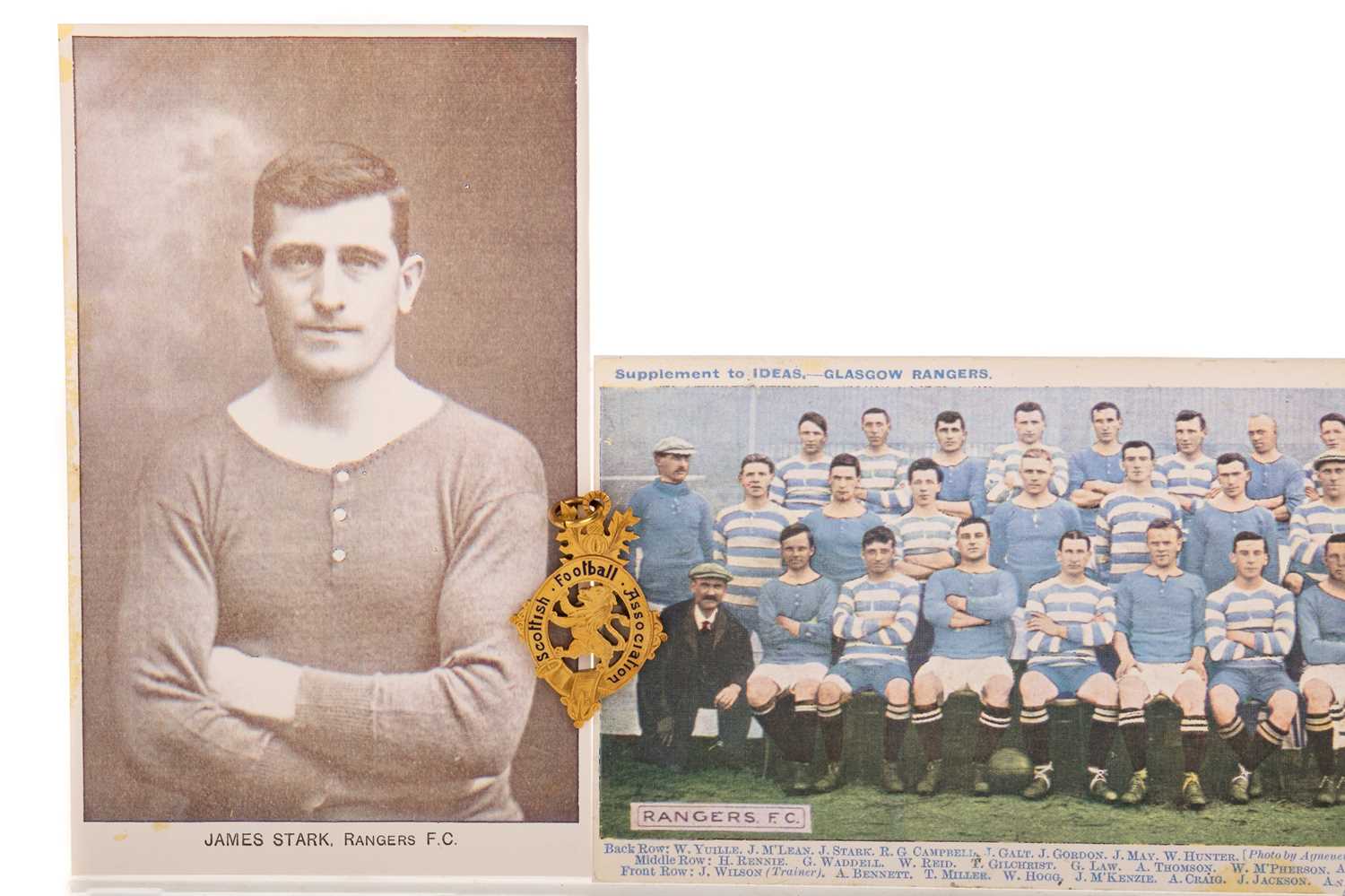 Lot 1748 - JAMES STARK OF RANGERS F.C., SCOTTISH CUP WINNER'S GOLD MEDAL