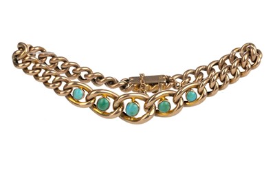 Lot 471 - TURQUOISE CURB LINK BRACELET