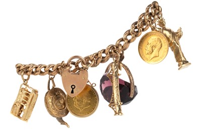 Lot 542 - GOLD CHARM BRACELET