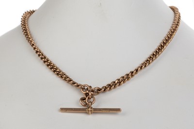 Lot 578 - NINE CARAT ROSE GOLD DOUBLE ALBERT CHAIN