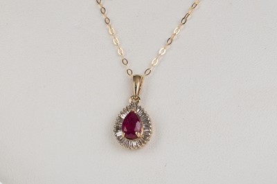 Lot 588 - RUBY AND DIAMOND PENDANT