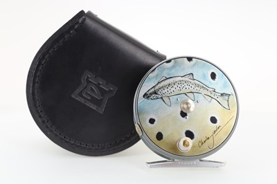 Lot 80 - HARDY OF ALNWICK 'THE PERFECT' CHARLES JARDINE ARTWORK 'BROWN TROUT' FLY FISHING REEL