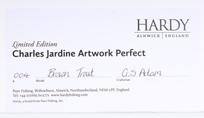 Lot 80 - HARDY OF ALNWICK 'THE PERFECT' CHARLES JARDINE ARTWORK 'BROWN TROUT' FLY FISHING REEL