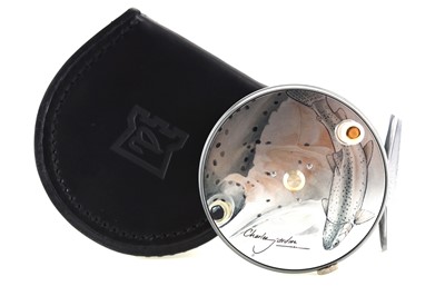 Lot 81 - HARDY OF ALNWICK 'THE PERFECT' CHARLES JARDINE ARTWORK 'RAINBOW TROUT' FLY FISHING REEL