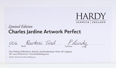 Lot 81 - HARDY OF ALNWICK 'THE PERFECT' CHARLES JARDINE ARTWORK 'RAINBOW TROUT' FLY FISHING REEL