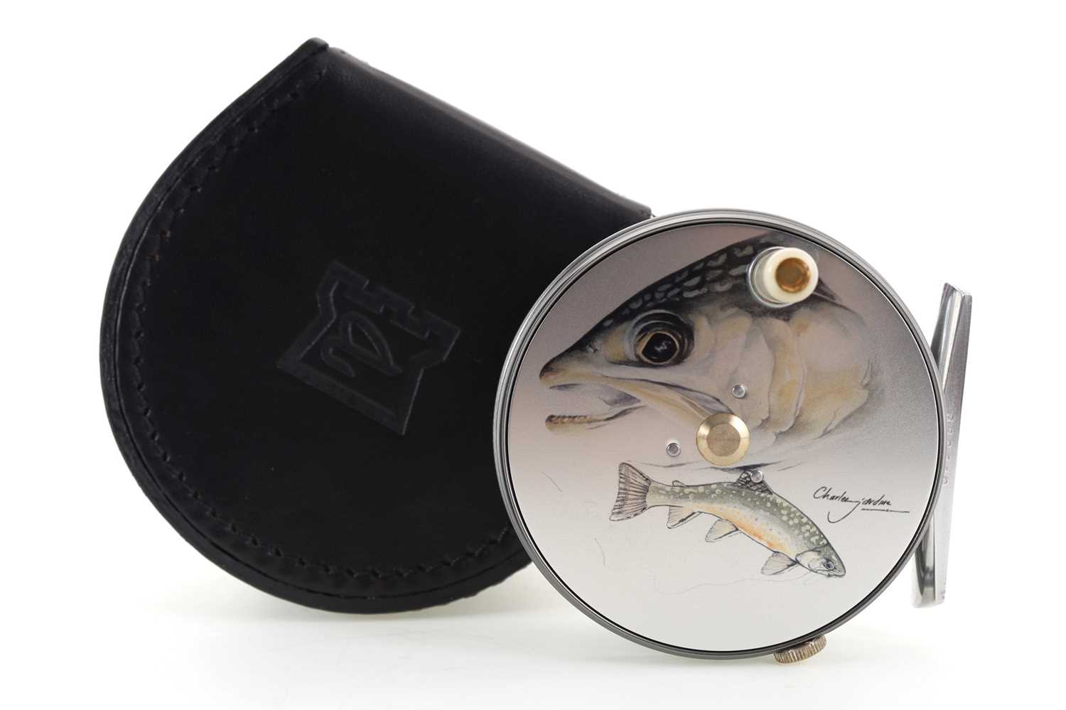 Lot 83 - HARDY OF ALNWICK 'THE PERFECT' CHARLES JARDINE ARTWORK 'BROOK' FLY FISHING REEL