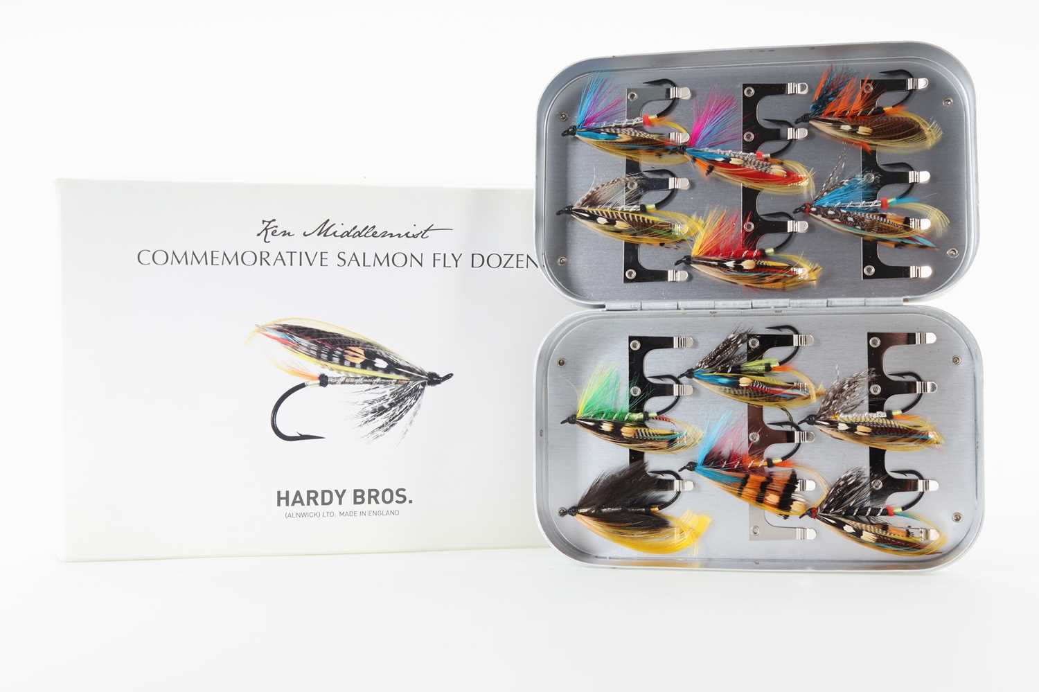 Lot 91 - HARDY OF ALNWICK 'KEN MIDDLEMIST' COMMEMORATIVE SALMON FLY DOZEN SET