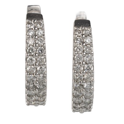 Lot 533 - PAIR OF DIAMOND SET WHITE GOLD HOOP EARRINGS