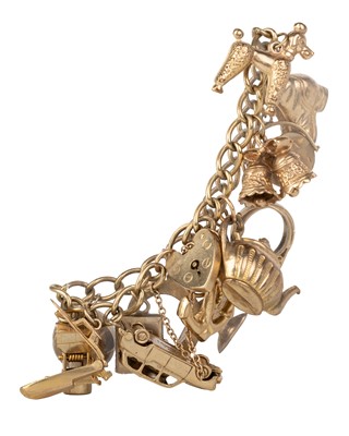 Lot 553 - GOLD CHARM BRACELET