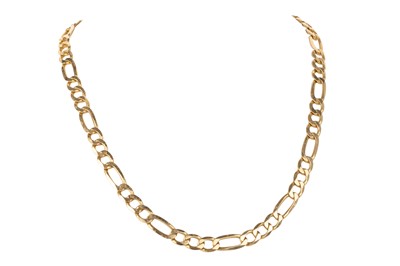 Lot 571 - GOLD FLATTENED CHAIN LINK NECKLACE
