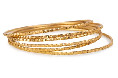 Lot 583 - SIX GOLD BANGLES
