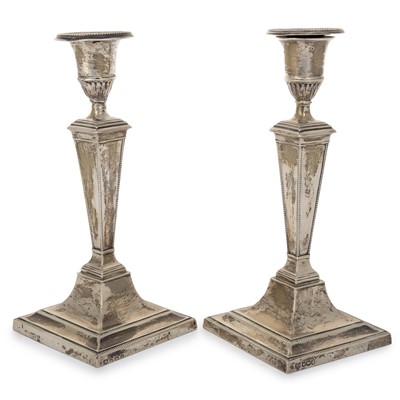 Lot 86 - PAIR OF GEORGE VI SILVER CANDLESTICKS