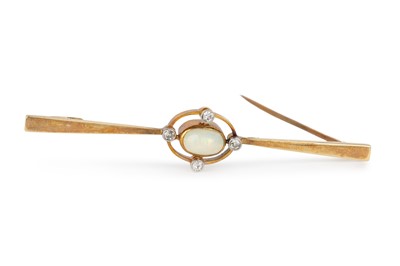 Lot 529 - LATE VICTORIAN OPAL AND DIAMOND BAR BROOCH
