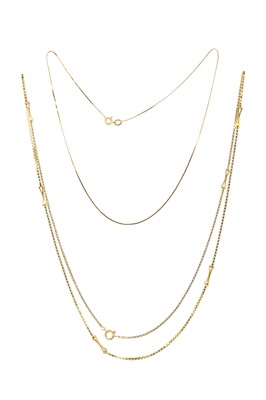 Lot 636 - TWO GOLD CHAINS