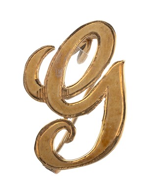 Lot 650 - GOLD INITIAL 'G' BROOCH PENDANT