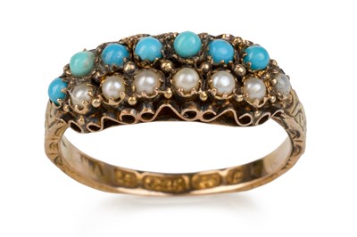 Lot 655 - VICTORIAN TURQUOISE AND PEARL RING