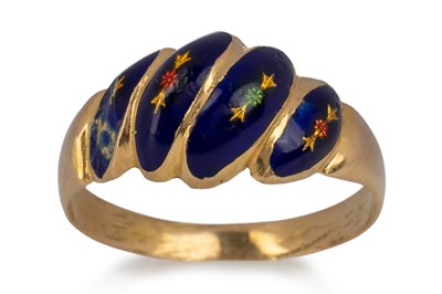Lot 658 - GOLD AND ENAMEL DRESS RING