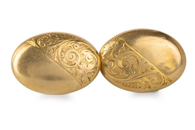 Lot 680 - PAIR OF GOLD CONVERTED CUFFLINK EARRINGS