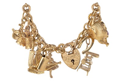 Lot 681 - GOLD CHARM BRACELET