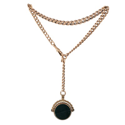 Lot 709 - ROSE GOLD ALBERT CHAIN WITH SWIVEL FOB