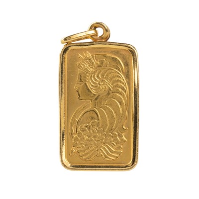 Lot 714 - SWISS FINE GOLD INGOT PENDANT