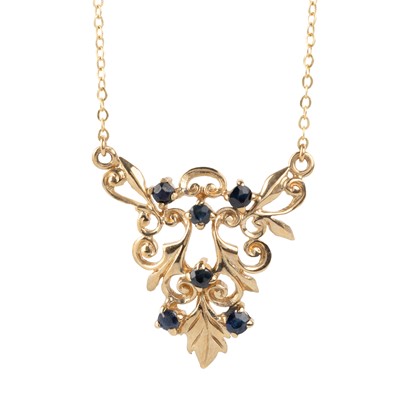 Lot 724 - SAPPHIRE AND GOLD NECKLET