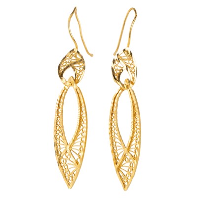 Lot 730 - PAIR OF MIDDLE EASTERN GOLD EARRINGS
