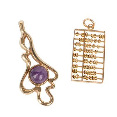 Lot 744 - TWO GOLD PENDANTS