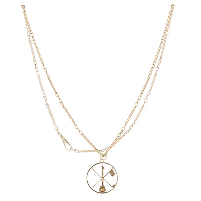Lot 758 - GOLD 'HOLE IN ONE' PENDANT ON CHAIN