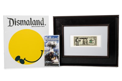 Lot 196 - BANKSY - DISMALAND- ORIGINAL ONE DOLLAR BILL, PROGRAM AND LEAFLET