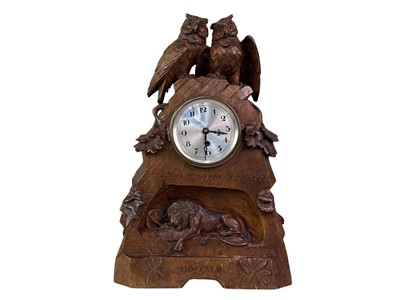 Lot 789 - BLACK FOREST OAK MANTEL CLOCK